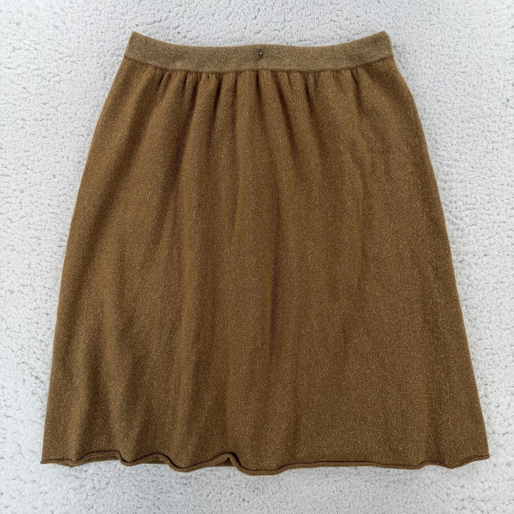 DemyLee X J.Crew Skirt Womens XL Brown Glitter Knit Cashmere Drawstring NWT - Picture 2 of 8